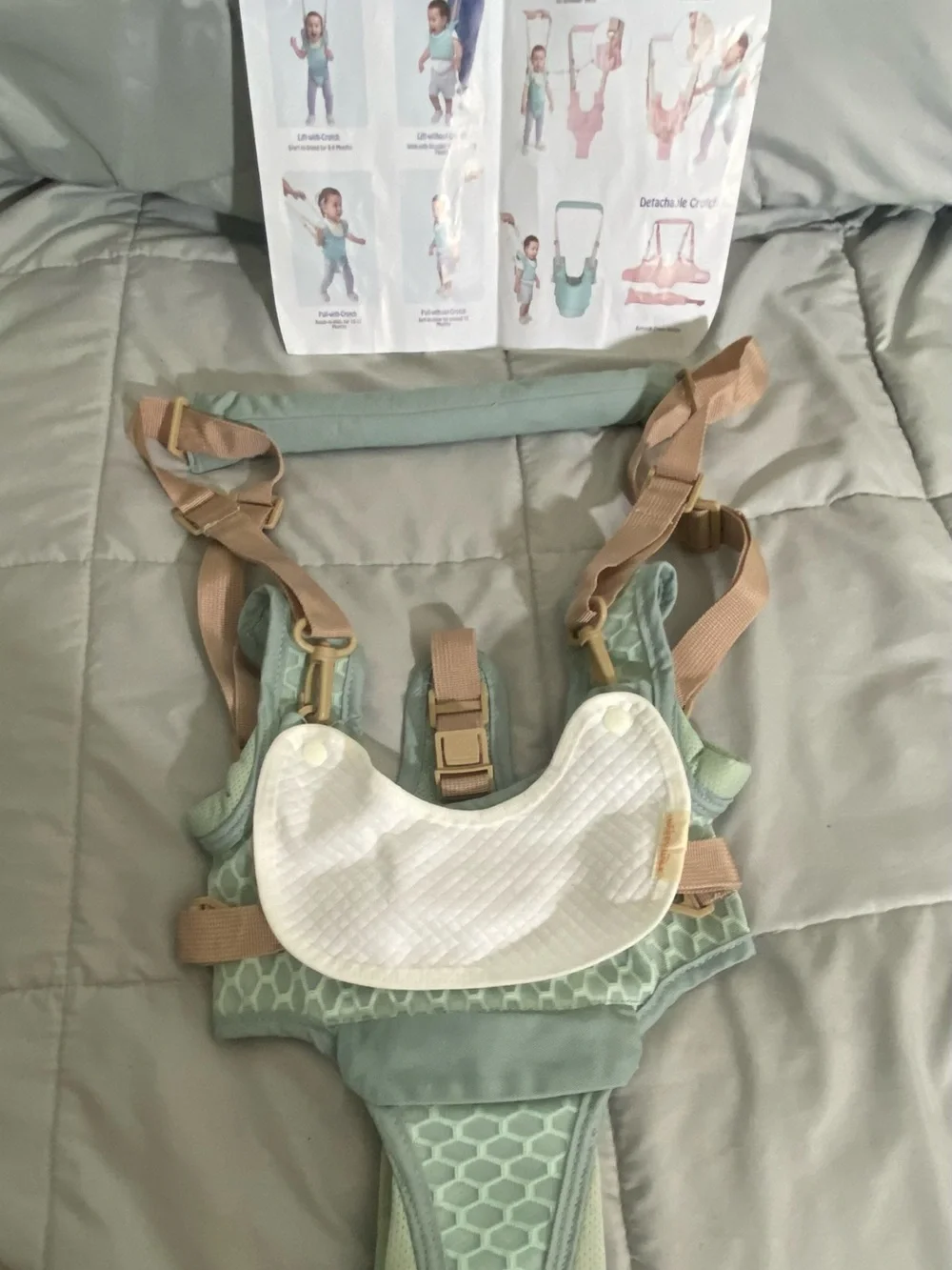 NWT Happy Walk 4-in-1 Baby Walking Harness Assistant Mint Green Tan